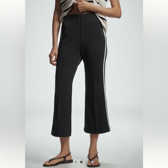 Maeve Pants - Maeve Track Pants Size XL Tall Black White Stripe Cropped Stretch Waist New